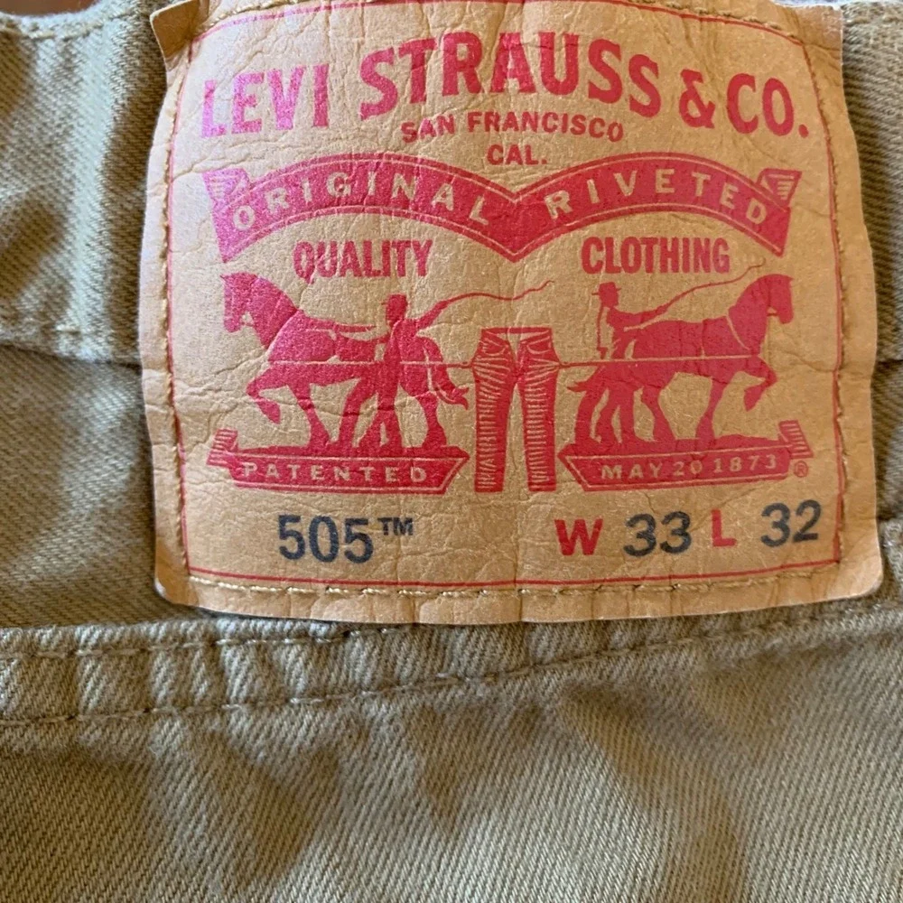 Levi Strauss & Co 505 Mens Khaki Tan Straight Leg Jeans W33‎ L32